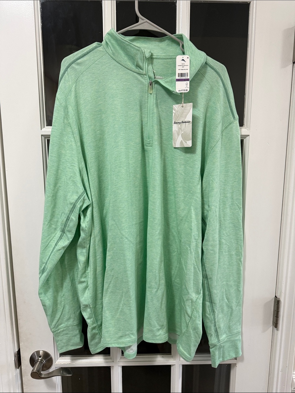 Tommy Bahama Mint Green Quarter-Zip Pullover